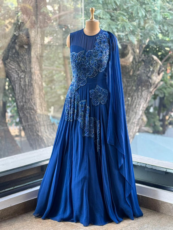 buy blue party wear gown bangore