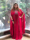 Red Pipe Work Gown