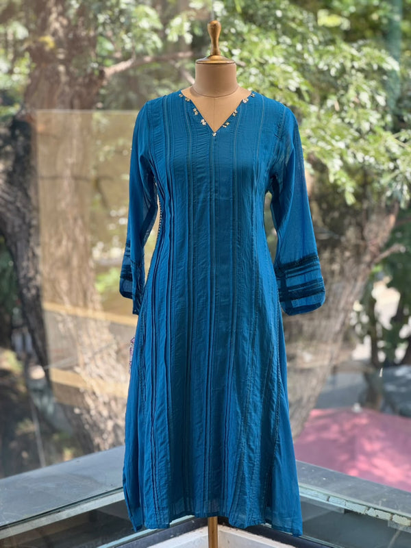 Blue Patch Work Dupatta Set