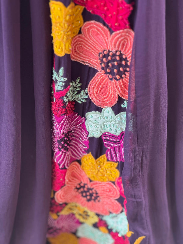 Purple Intricate Work Gown