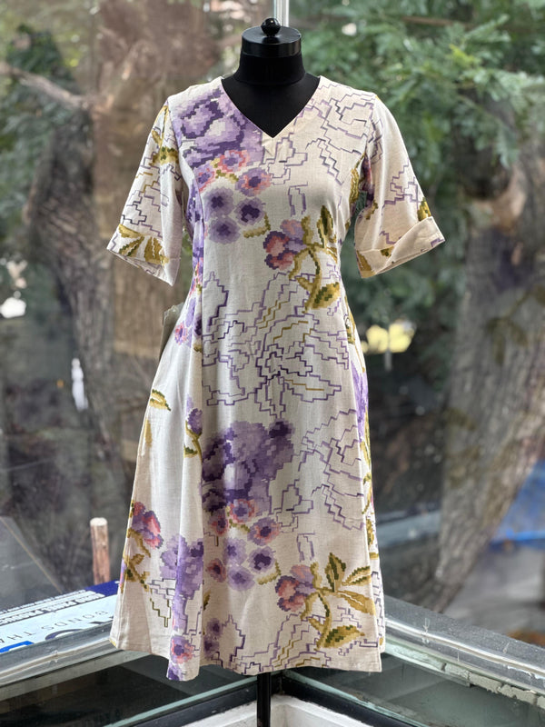 White/Purple Floral Tunic