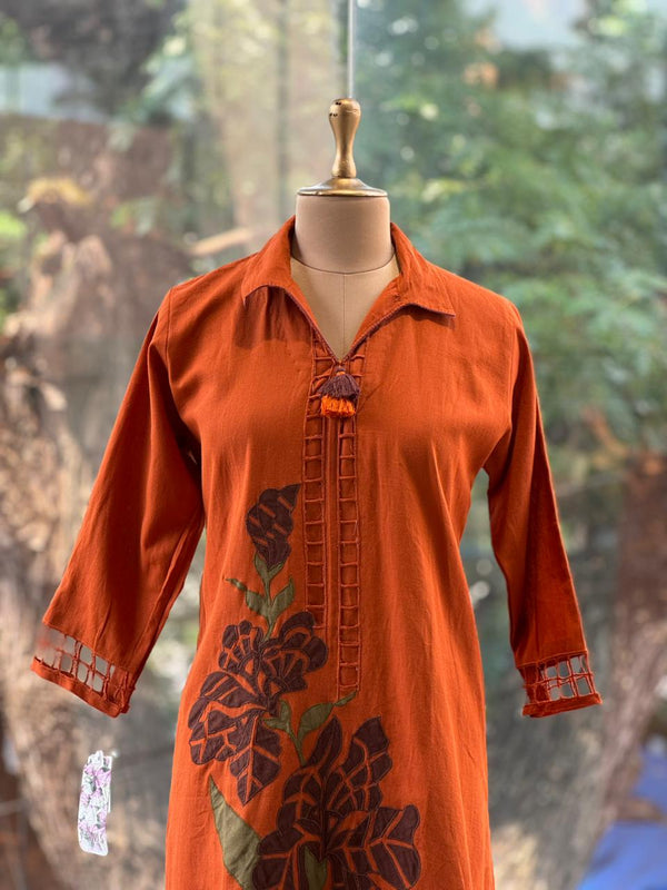 Rust Patch Work Tunic