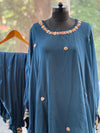 Blue Embroidered Kaftan Co Ord