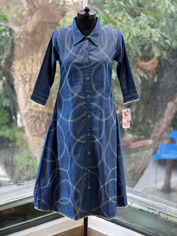 Denim Jaal Embroidery Tunic