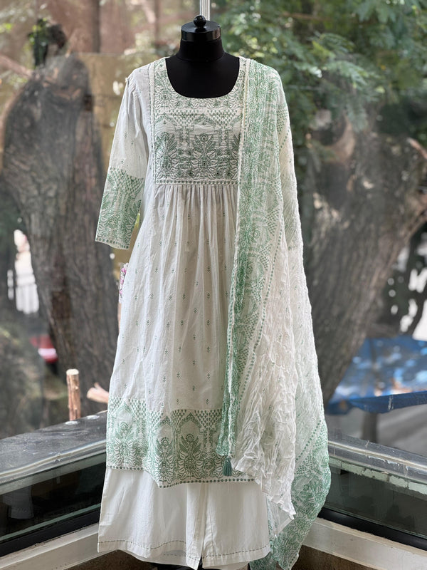 Green Block Print Suit