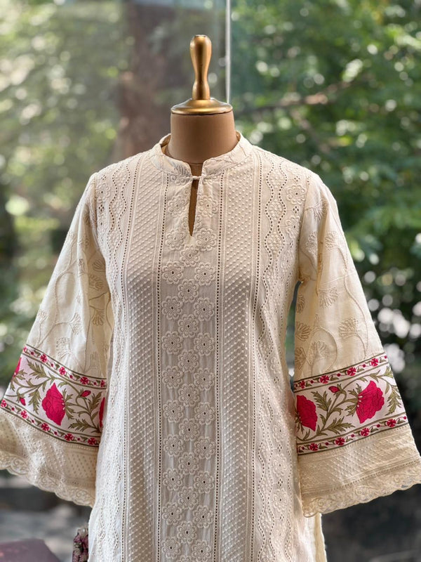 Half White Schiffli Co Ord
