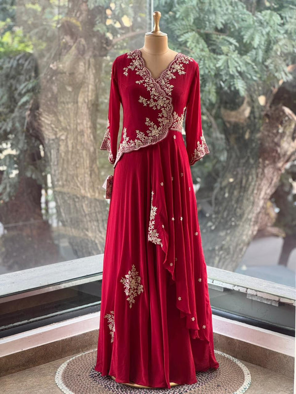 Red Handwowrk Gown