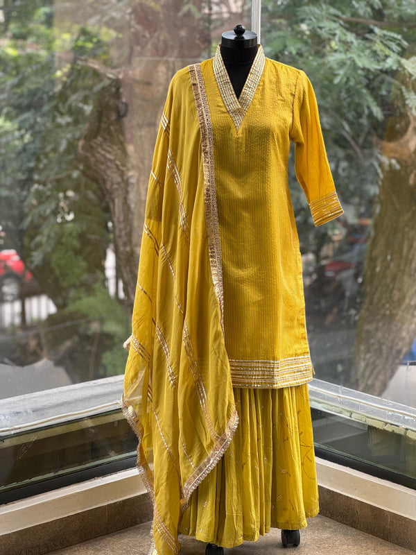 Greenish Yellow Sharara Set