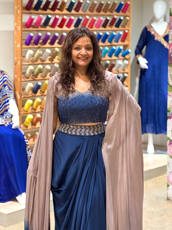 Blue Shaded Cape Set