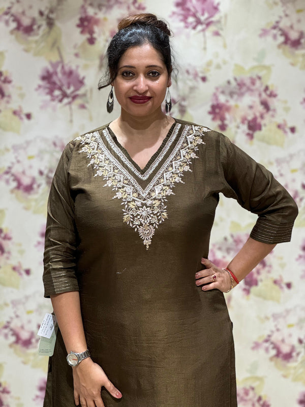 Olive Green Digital Printed Dupatta Set