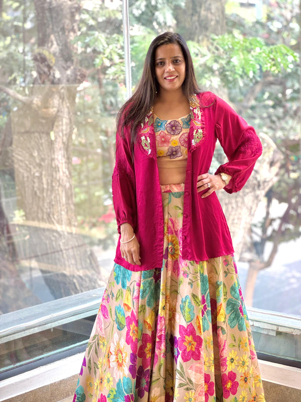 Beige Lehenga Set