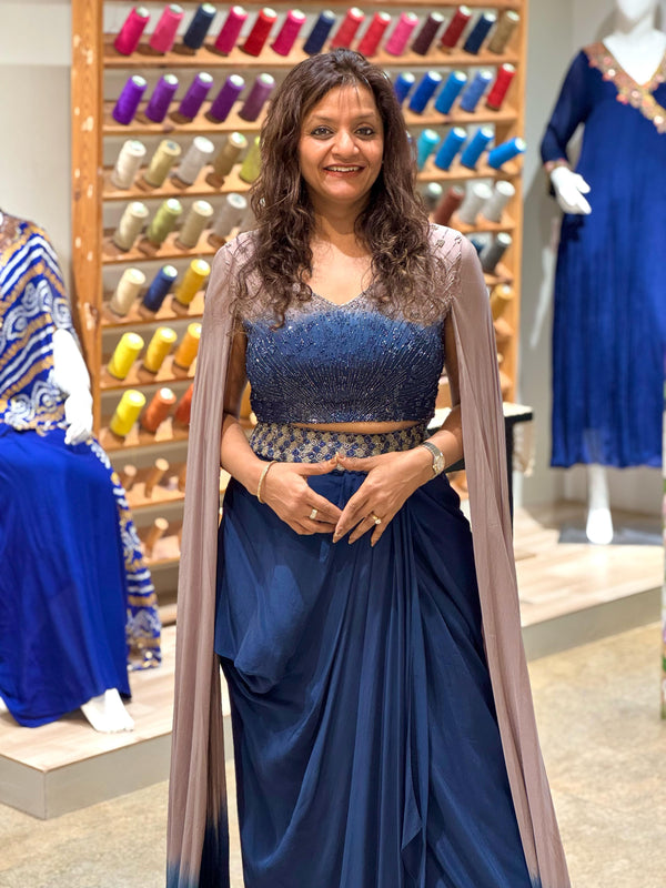 Blue Shaded Cape Set