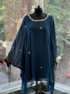 Blue Embroidered Kaftan Co Ord
