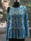 Blue Cut Shoulder Top