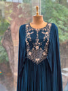 Teal Blue Handwork Gown