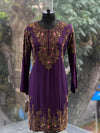 Purple Gold Beads Work Suit