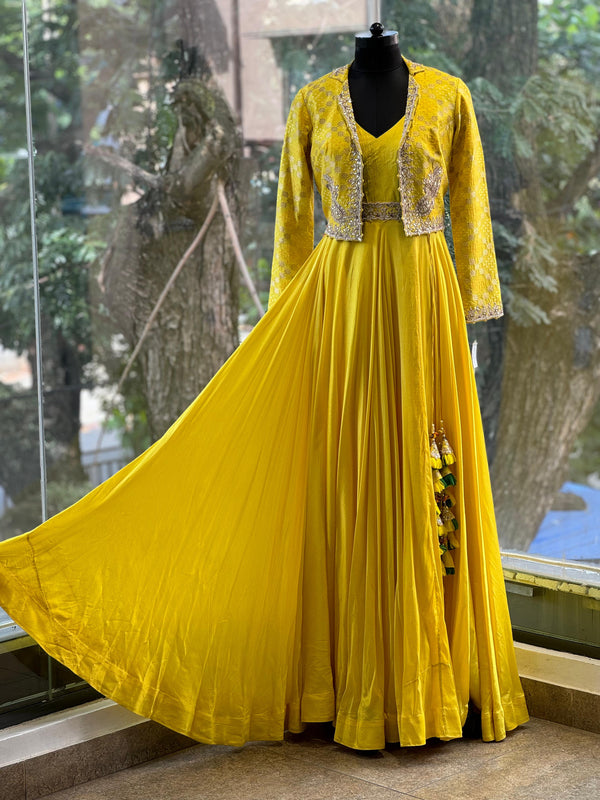 Yellow Gown With Jacket