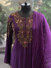 Purple Gold Beads Work Suit