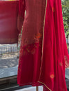 Maroon Tissue Organza Suit