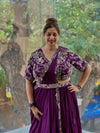 Purple Pre Drape Saree