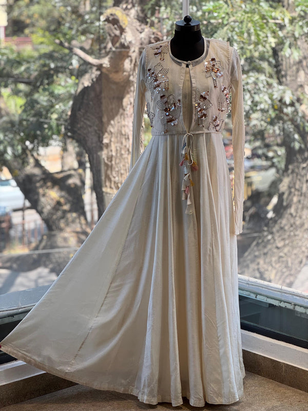 Off White Jacket Style Gown