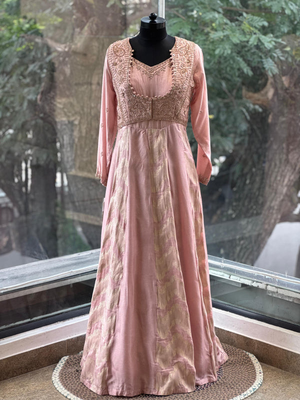 Peach Banarsi Gown