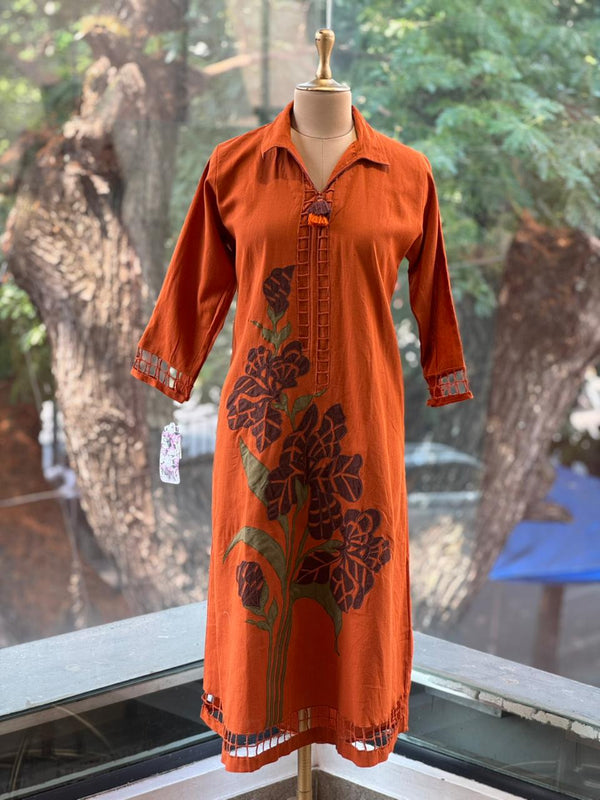 Rust Patch Work Tunic