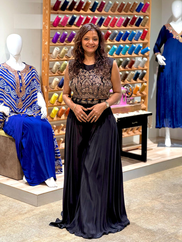 Black Flared Palazzo Set