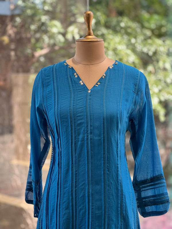 Blue Patch Work Dupatta Set