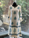 White Block Print Suit Set