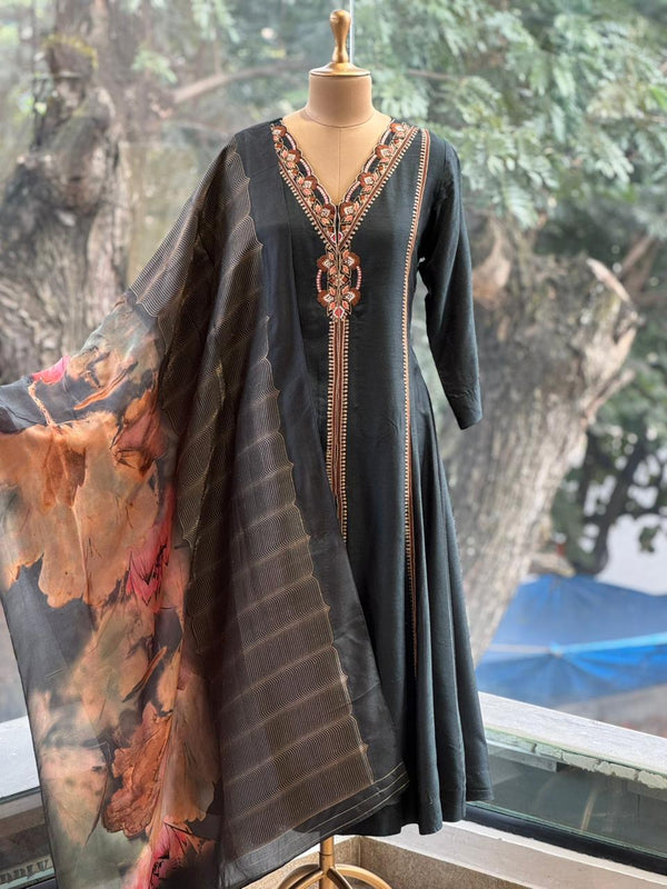 Green Zari Lines Dupatta Set