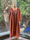 Rust Mirror work Dupatta Set
