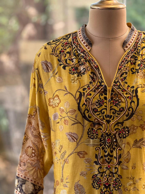 Yellow Digital Print Suit