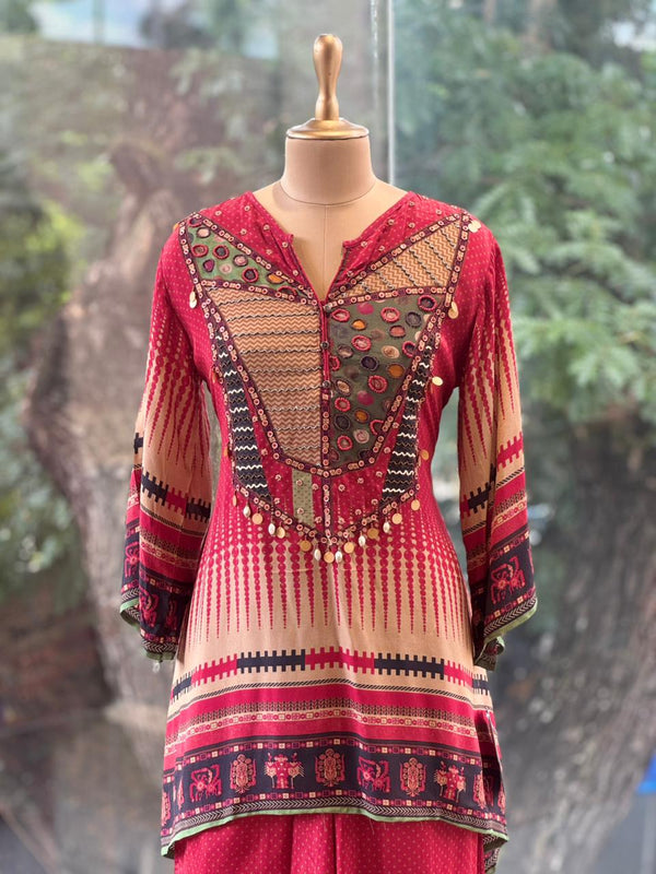 Maroon/Beige Co Ord