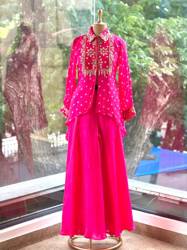 Pink Bandhej Palazzo Set
