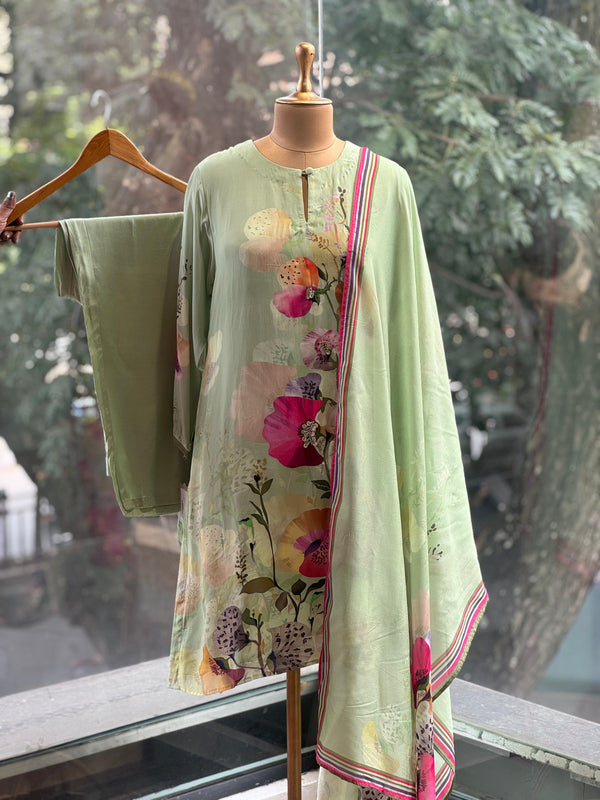 Green Floral Suit
