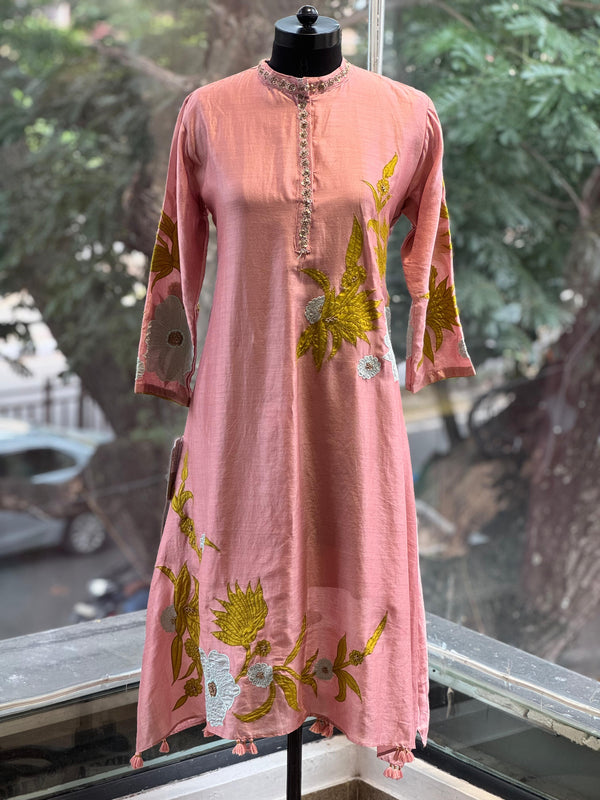 Peach Patch Work Dupatta Set