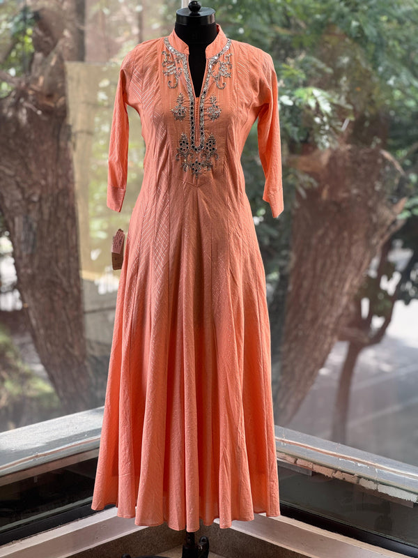Peach Mirror Work Tunic