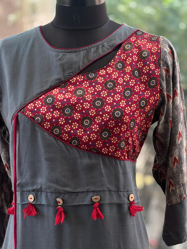 Gray Tassels Tunic