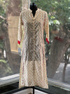 cream printed silk tunic