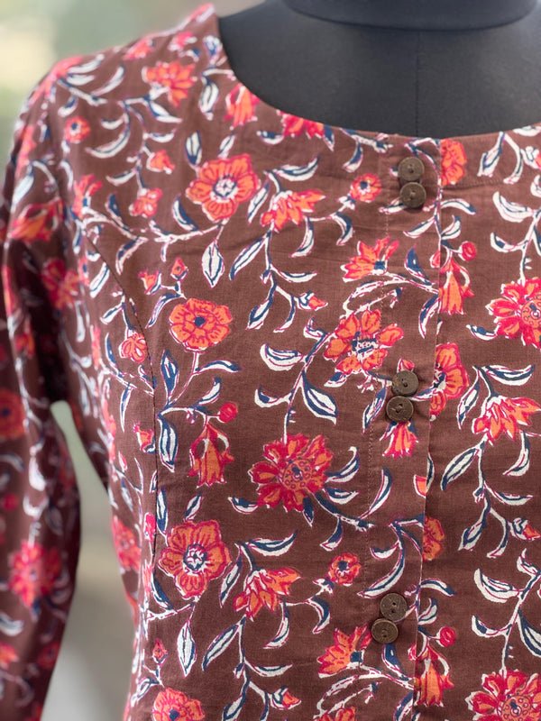 Brown Floral Tunic