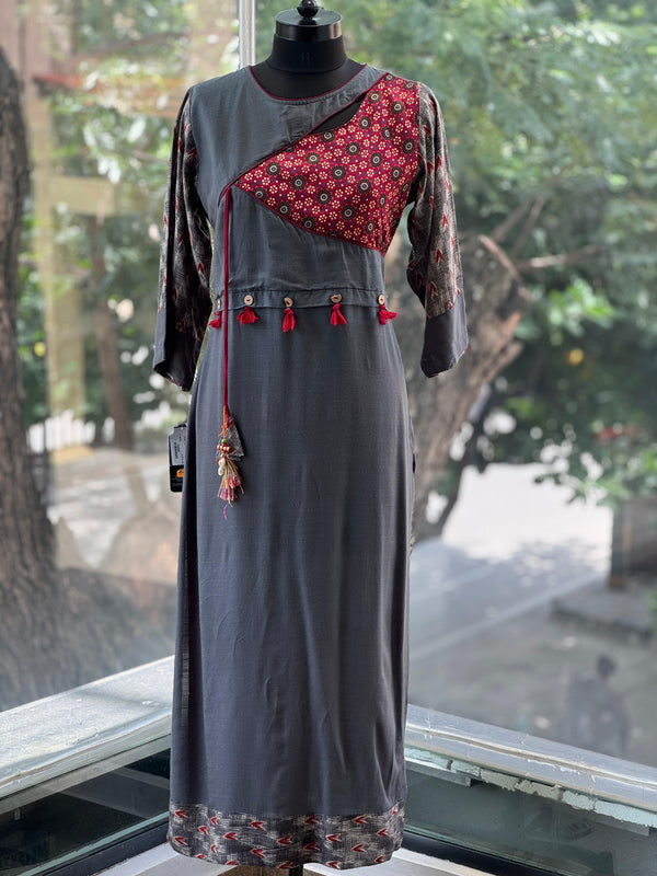 Gray Tassels Tunic